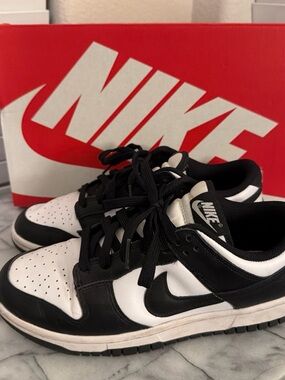 Nike Panda Dunks Black and White Low-Top Sneakers with Swoosh